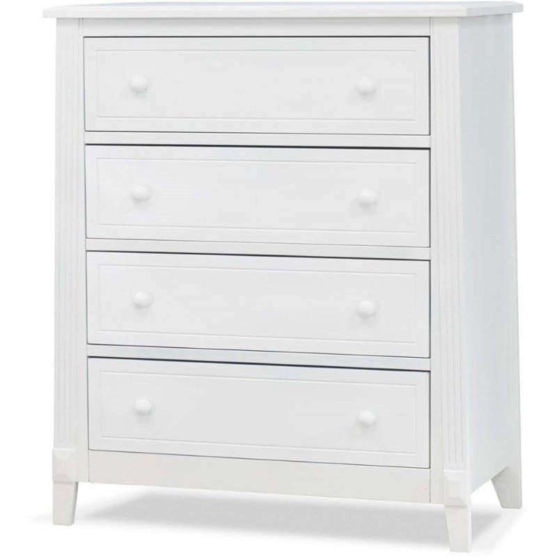 Baby Crib and 4 Drawer Dresser Chest Set in Pure White