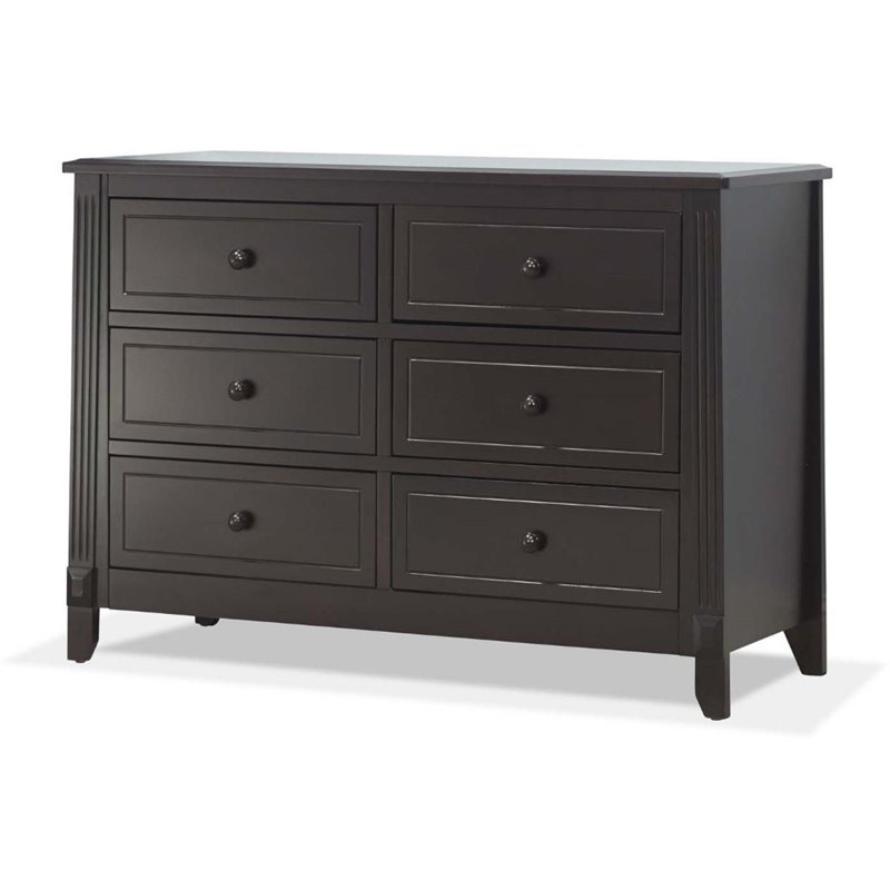 Baby Crib 4 Drawer Chest and Double Dresser Set in Espresso