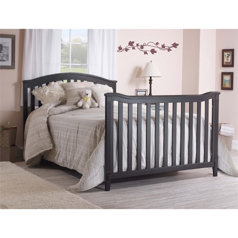 Baby Crib 4 Drawer Chest and Double Dresser Set in Espresso