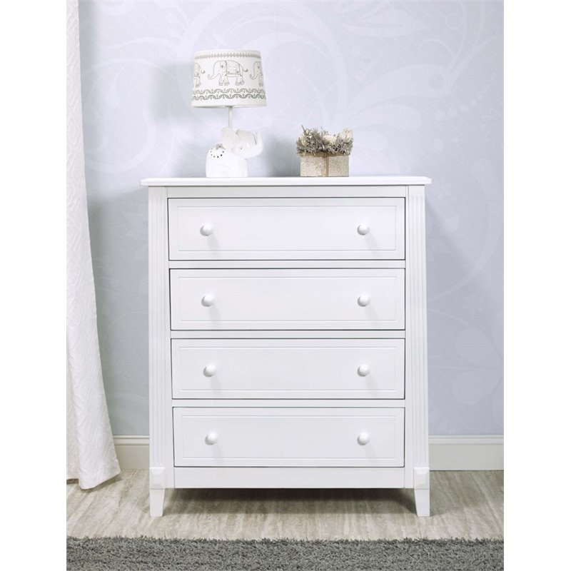 Baby Crib 4 Drawer Chest and Double Dresser Set in White