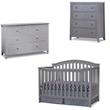 Baby Crib 4 Drawer Chest and Double Dresser Set in Gray