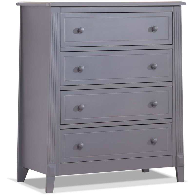 Baby Crib with 4 Drawer Chest and Double Dresser Set in Gray