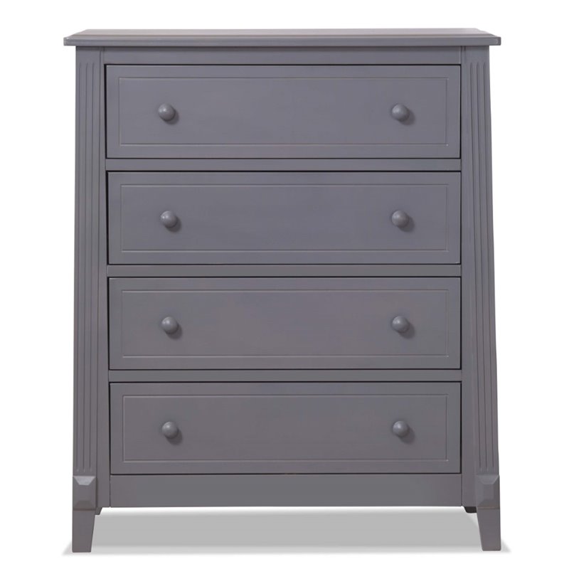 Baby Crib with 4 Drawer Chest and Double Dresser Set in Gray