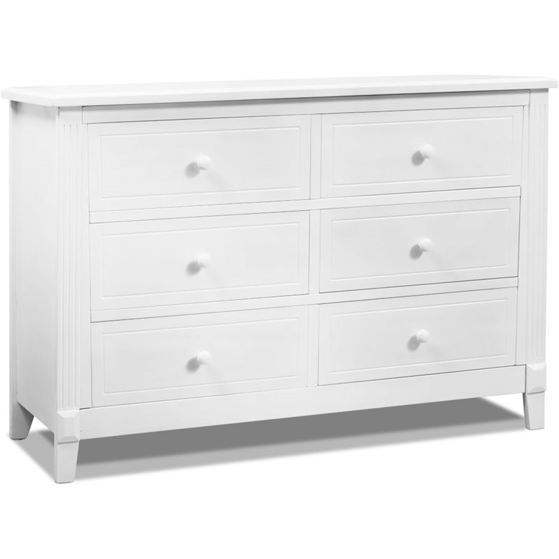 Baby Crib with 4 Drawer Chest and Double Dresser Set in White