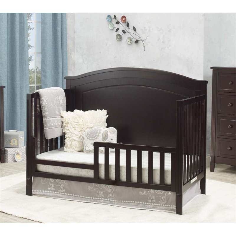 Baby Crib with 4 Drawer Chest and Double Dresser Set in Espresso