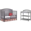 Baby Crib and Changing Table 2 Piece Set in Gray