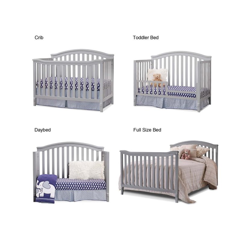 Baby Crib and Changing Table 2 Piece Set in Gray