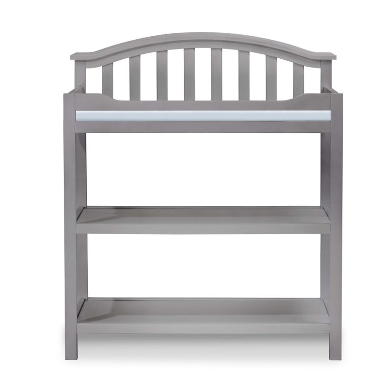 Baby Crib with Changing Table and 4 Drawer Dresser Chest Set in Gray