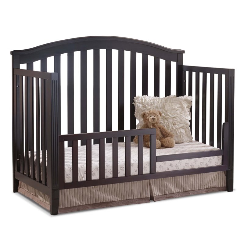 Baby Crib with Changing Table and 4 Drawer Dresser Set in Espresso
