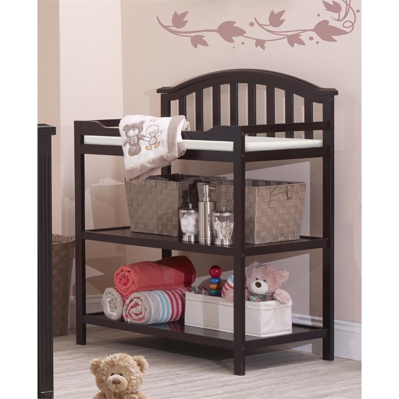 Baby Crib with Changing Table and 4 Drawer Dresser Set in Espresso
