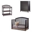 Baby Crib with Changing Table and 4 Drawer Dresser Set in Espresso