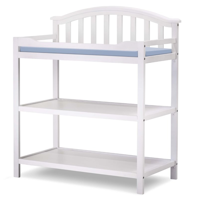 Baby Crib with Changing Table and 4 Drawer Dresser Chest Set in White