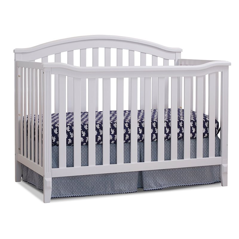 Baby Crib with Changing Table and 4 Drawer Dresser Chest Set in White