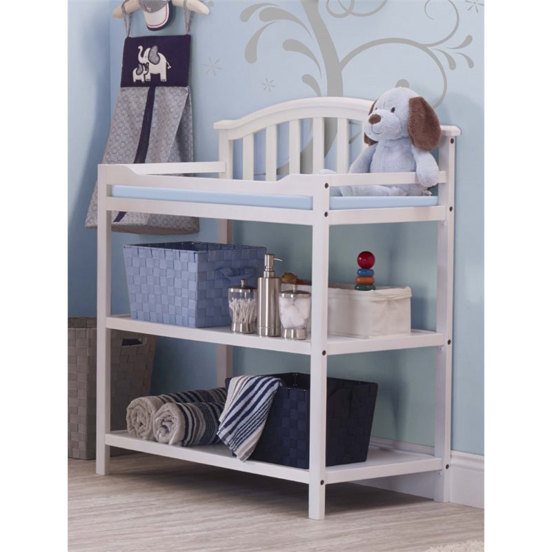 Baby Crib with Changing Table and 4 Drawer Dresser Chest Set in White