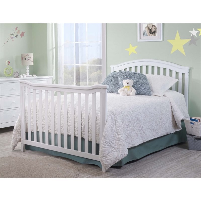 Baby Crib with Changing Table and 6 Drawer Double Dresser Set in White
