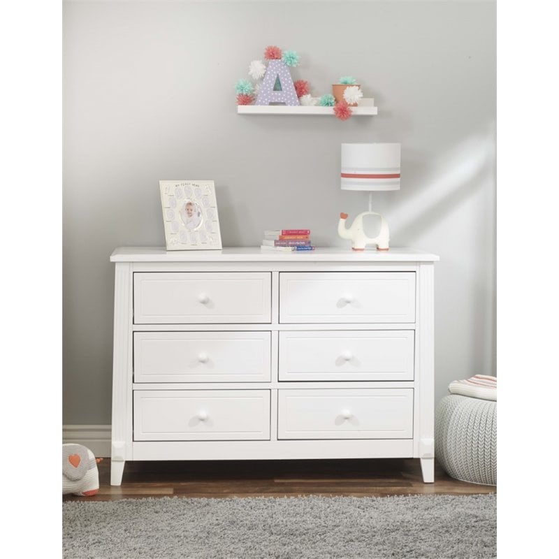 Baby Crib with Changing Table and 6 Drawer Double Dresser Set in White
