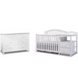 Baby Crib with Changing Table and 6 Drawer Double Dresser Set in White