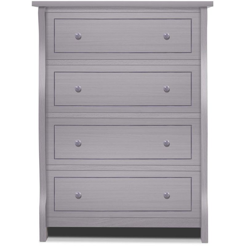 Baby Crib with Changing Table and 4 Drawer Dresser Chest Set in Gray