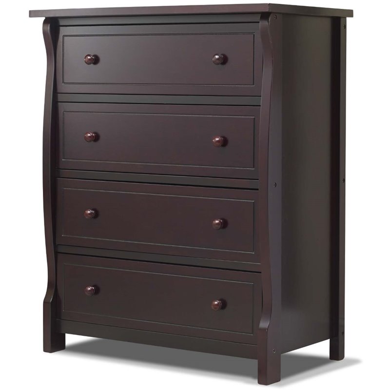Baby Crib with Changing Table and 4 Drawer Dresser Chest Set in Espresso
