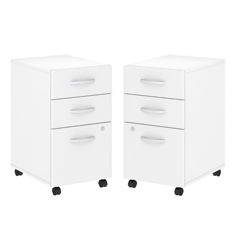 Home Square 2 Piece Wood Filing Cabinet Set with 3 Drawer in White
