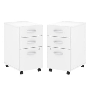Home Square 2 Piece Wood Filing Cabinet Set with 3 Drawer in White