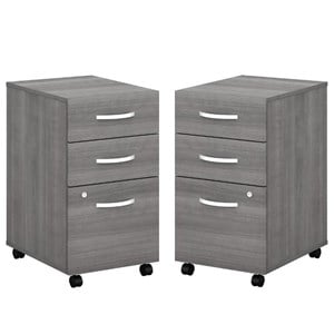 Home Square 2 Piece Wood Mobile Filing Cabinet Set in Platinum Gray
