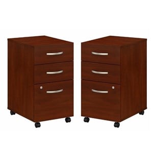 Home Square 2 Piece Wood Mobile Filing Cabinet Set in Hansen Cherry