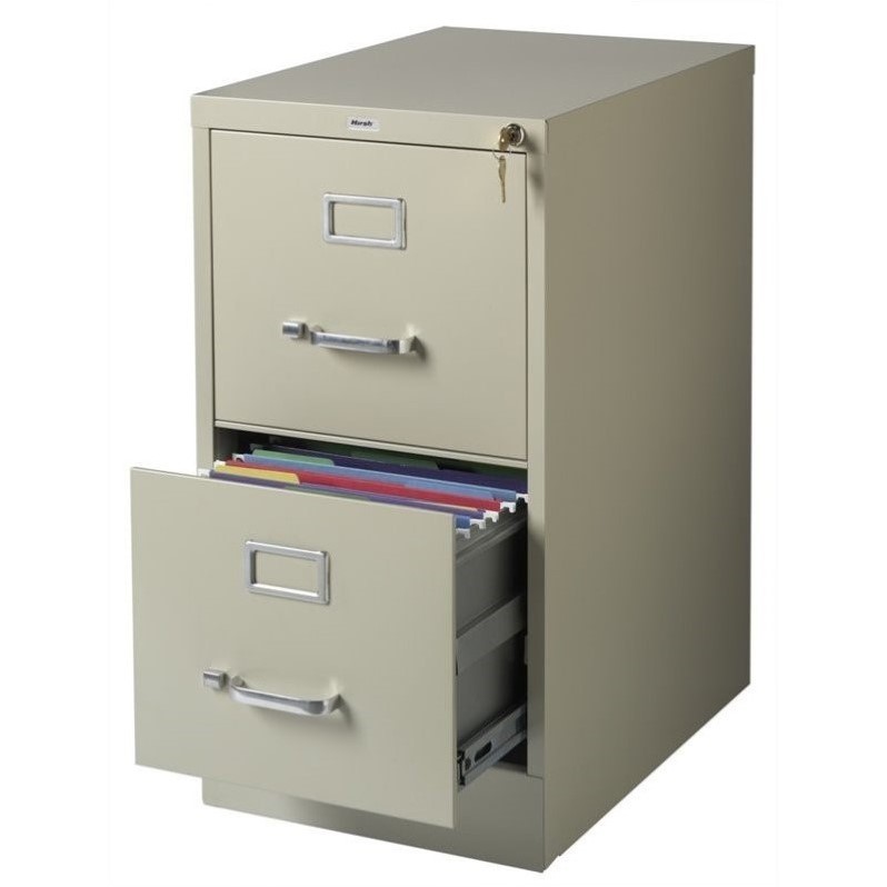 Home Square 2 Piece Deep Metal Vertical Filing Cabinet Set in Putty/Beige