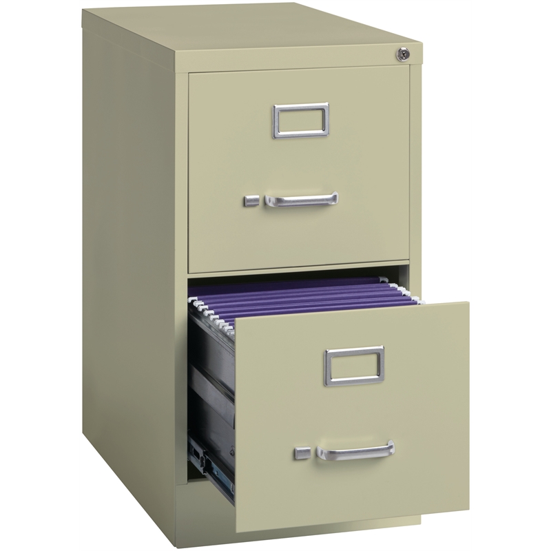 Home Square 2 Piece Deep Metal Vertical Filing Cabinet Set in Putty/Beige