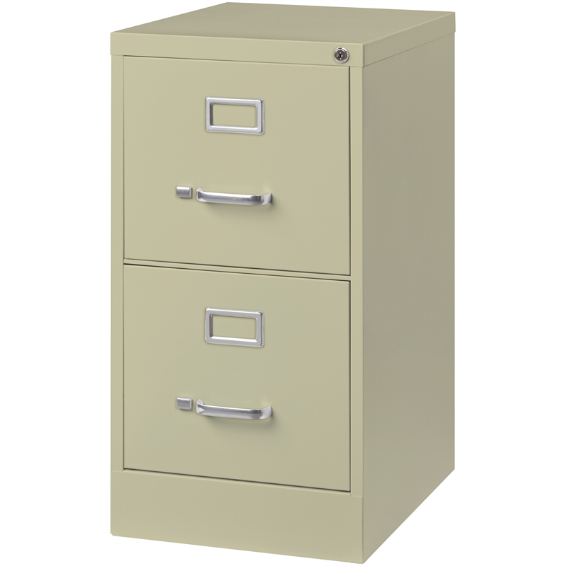 Home Square 2 Piece Deep Metal Vertical Filing Cabinet Set in Putty/Beige
