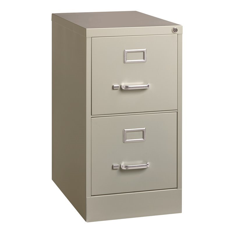 Home Square 2 Piece Deep Metal Vertical Filing Cabinet Set in Light Gray