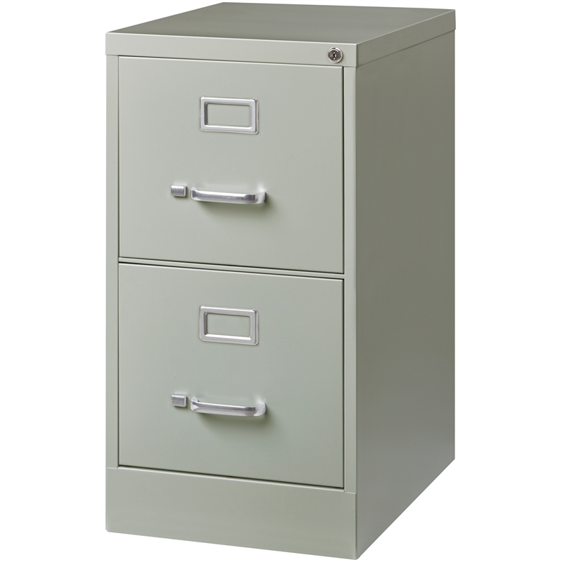 Home Square 2 Piece Deep Metal Vertical Filing Cabinet Set in Light Gray
