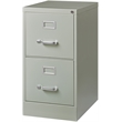 Home Square 2 Piece Deep Metal Vertical Filing Cabinet Set in Light Gray