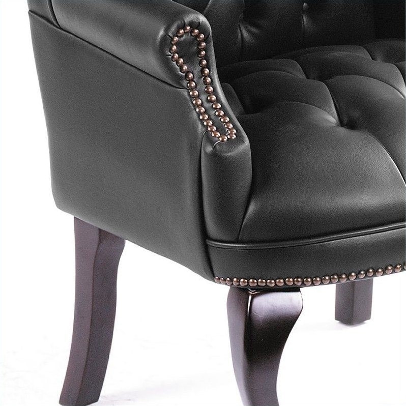 Home Square 2 Piece Guest Office Leather Accent Chair Set in Black