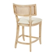 Home Square 2 Piece Coastal Linen Fabric Counter Stool Set in Beige
