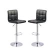 Home Square 2 Piece Faux Leather Tufted Adjustable Bar Stool Set in Black/Gray