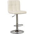 Home Square 2 Piece Faux Leather Tufted Adjustable Bar Stool Set in Bone/Gray