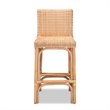 Home Square Woven Rattan Counter Stool with Footrest in Natural (Set of 2)