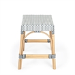 Home Square 2 Piece Rattan Counter Stool Set in Navy and White