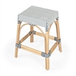 Home Square 2 Piece Rattan Counter Stool Set in Navy and White