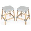 Home Square 2 Piece Rattan Counter Stool Set in Navy and White