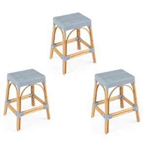 Home Square 3 Piece Counter Stool Set in Twilight Blue
