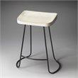Home Square 3 Piece Mango Wood Backless Bar Stool Set in White