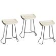 Home Square 3 Piece Mango Wood Backless Bar Stool Set in White