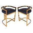 Home Square 2 Piece Faux Leather Counter Stool Set in Gold and Black