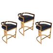 Home Square 3 Piece Faux Leather Counter Stool Set in Gold and Black