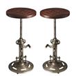 Home Square 2 Piece Industrial Chic Adjustable Bar Stool Set in Dark Brown