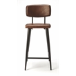 Home Square 3 Piece Saddle Leather Counter Stool Set in Brown