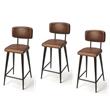Home Square 3 Piece Saddle Leather Counter Stool Set in Brown