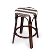 Home Square 3 Piece Rattan Counter Stool Set in Dark Brown and White